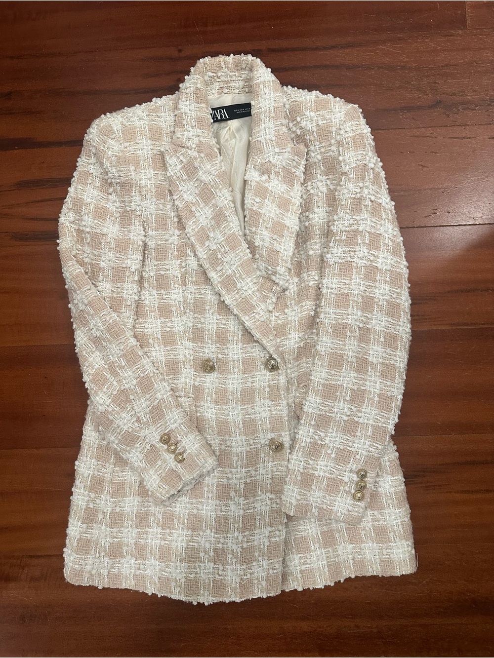 ZARA Tweed Double-Breasted Blazer - Picture 2 of 3